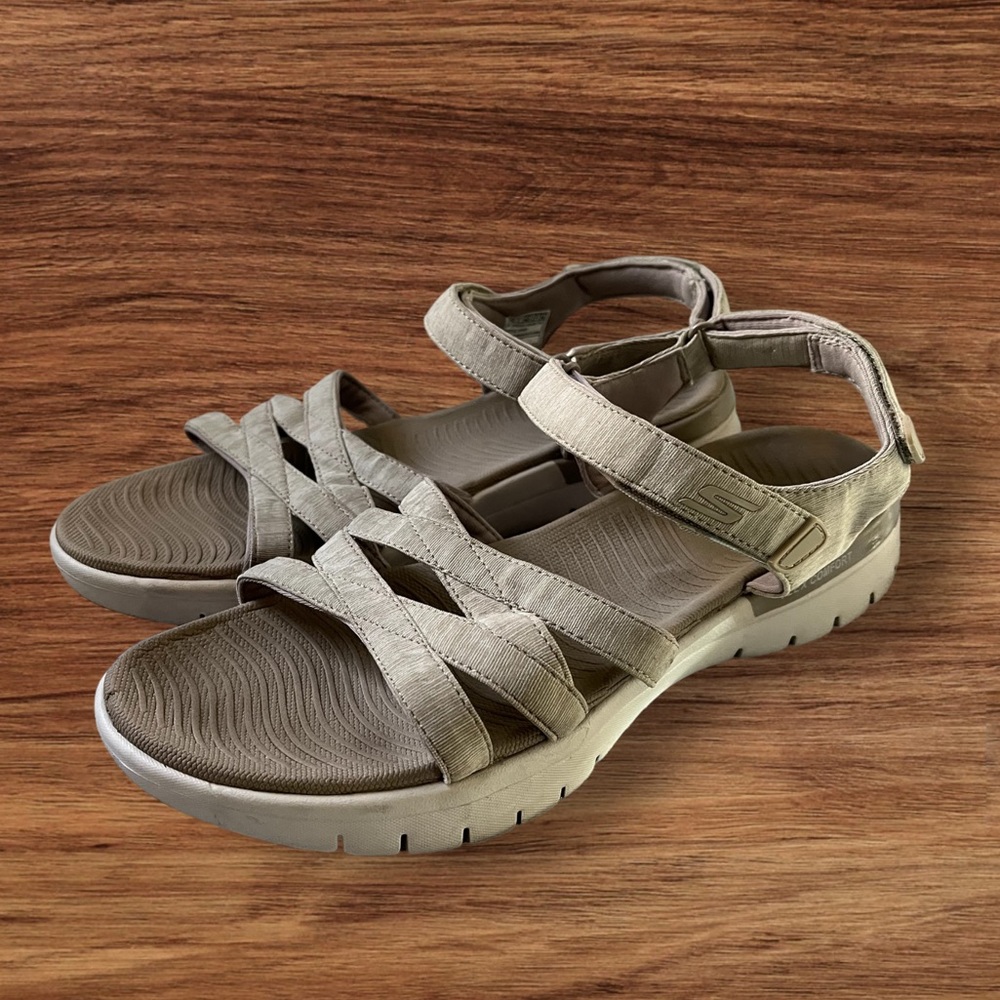Skechers Sandals Natural Color Strappy On The Go Flex Finest 140318 Size 10